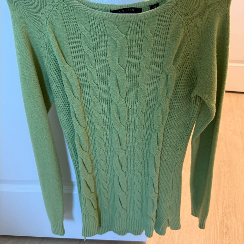 Cyrus Light Green Cable Knit Sweater